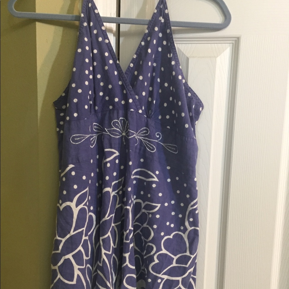 Blue and White sundress with embroidery detail